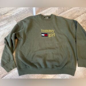 Size XL Green sweatshirt with Tommy Girl stitched Fruit of the Loom brand
